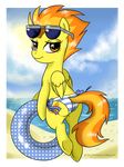  amber_eyes beach butt cloud clouds cutie_mark equine eyewear female feral friendship_is_magic fur hair horse looking_at_viewer loopend mammal my_little_pony orange_hair outside pegasus pony seaside smile solo spitfire_(mlp) sunglasses two_tone_hair wings wonderbolts_(mlp) yellow_fur 