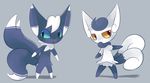  blue_sclera female green_eyes male meowstic nintendo pok&#233;mon pok&eacute;mon red_eyes solar-slash unknown_artist video_games yellow_sclera 