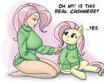  equine female feral fluttershy_(mlp) friendship_is_magic horse human humanized mammal megasweet my_little_pony pony sweater text 