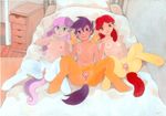  apple_bloom_(mlp) bed breasts cub cutie_mark_crusaders_(mlp) female friendship_is_magic fuchs group ipotane looking_at_viewer my_little_pony navel nipples nude presenting pussy pussy_juice satyr scootaloo_(mlp) sweetie_belle_(mlp) traditional_media young 