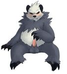  3_toes alpha_channel balls barefoot bear black_fur black_nose blush cent chubby claws erection eyes_closed feral frown fur grey_fur male mammal nintendo nude panda pangoro penis pink_penis plain_background pok&#233;mon pok&eacute;mon raised_arm shadow sharp_teeth shiny sitting solo sweat teeth toe_claws transparent_background video_games white_fur 