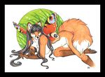 breasts butterfly_wings canine claws female fluffy_tail fox fur gloves_(marking) hair heterochromia hybrid long_hair looking_at_viewer luthien_nightwolf luthiennightwolf lying mammal markings nude orange_fur socks_(marking) solo toe_claws wings 
