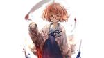  brown_eyes brown_hair glasses gorilla_(mushimushiland) kuriyama_mirai kyoukai_no_kanata seifuku short_hair sword weapon white 