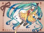  bad_id bad_nicoseiga_id belt blue_eyes boots bow bowtie character_name dress ennui_heiwa_miku gloves green_hair hair_ribbon hat hatsune_miku jiiwara knee_boots long_hair pantyhose ribbon solo twintails very_long_hair vocaloid 