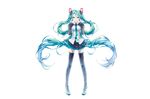  blue_eyes blue_hair hatsune_miku headphones ikushima long_hair skirt thighhighs transparent twintails vocaloid 