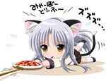  angel_beats! animal_ears catgirl chibi fai food gray_hair jpeg_artifacts long_hair seifuku skirt tachibana_kanade yellow_eyes 