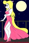  animaniacs animated balcony bracelet breasts cleavage clothed clothing david_frangioso female gown high_heels jewelry mammal minerva_mink mink moon mustelid night stars 
