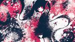  between_shizuki black_hair hatsune_miku red_eyes twintails vocaloid 