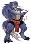  biceps blue_fur canine claws digitigrade duga fur japanese_text katana loincloth male mammal miharushoka muscles necklace pecs plain_background pose shining_(series) shining_force solo sword text toe_claws topless video_games weapon white_background wolf yellow_eyes 
