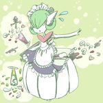  female food gardevoir maid maid_uniform mega_evolution mega_gardevoir nintendo pok&#233;mon pok&eacute;mon psychic smoothie solo spoon unknown_artist video_games 