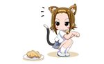  animal_ears brown_eyes brown_hair food headband imai_kazunari k-on! short_hair skirt socks tail tainaka_ritsu taiyaki white 