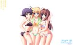  asakura_otome bikini blonde_hair blue_eyes blush bow brown_hair cleavage da_capo_ii food kousaka_mayuki long_hair murasaki_erika navel photoshop popsicle purple_hair red_eyes swimsuit white 