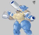  2013 anthro big_breasts blastoise breasts cannon cannons female huge_breasts looking_at_viewer mega_blastoise mega_evolution mega_evolution_ nintendo pok&#233;mon pok&eacute;mon randomboobguy red_eyes reptile scalie thick_thighs turtle video_games wide_hips 