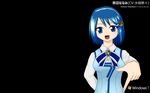  7 black blue_eyes blue_hair bow headband logo madobe_nanami microsoft os-tan short_hair windows 