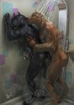  abs against_wall anal anal_penetration anthro anus aussieclyde balls bathroom biceps big big_muscles big_penis black_fur black_hair brown_fur brown_hair butt clydesdale cum cum_in_ass cum_inside cum_on_penis cum_string cum_while_penetrated cumshot detailed duo equine erection eyes_closed flared_penis from_behind fur gay gripping hair handjob holding hooves horse kissing leaking lion21 male mammal muscles nude on open_mouth orgasm pecs penetration penis pose presenting presenting_hindquarters reach_around romantic sex shower side_view standing studs teeth toned water wet 