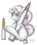  ammunition blush collar cub equine female feral friendship_is_magic horn horse mammal my_little_pony patoriotto pencils pony shell sitting solo sweetie_belle_(mlp) unicorn young 