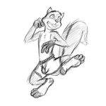  bulge hammy_(over_the_hedge) hindpaw male mammal monochrome over_the_hedge paws plain_background rodent simple_background sketch socks squirrel teeth thecruelseasons toes topless underwear white_background 