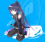  akatsuki_(log_horizon) bad_id bad_pixiv_id detached_sleeves hayaco log_horizon long_hair ponytail purple_eyes purple_hair short_sword solo sword weapon 