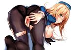  ass atago_(kancolle) blonde_hair blush breasts gloves green_eyes hat kantai_collection long_hair misako nipples open_shirt panties pantyhose torn_clothes uncensored underwear vagina 