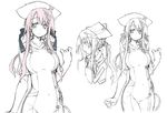  hat long_hair navel nurse ponytail sakuya_tsuitachi sketch skintight white 