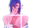  blue_eyes blue_hair kill_la_kill male mikisugi_aikurou mosako topless 