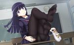  cameltoe edogawakid gokou_ruri long_hair ore_no_imouto_ga_konna_ni_kawaii_wake_ga_nai pantyhose petals purple_eyes purple_hair seifuku skirt 