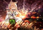  blonde_hair foxgirl instrument japanese_clothes miko morerin original short_hair 