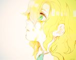  2013 beige_background blonde_hair crying crying_with_eyes_open eyelashes face from_side green_eyes hair_between_eyes ib liquid looking_up mary_(ib) parted_lips portrait profile ringed_eyes solo souno_kazuki tears wavy_hair 