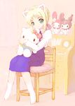  ahoge animal_ears artoria_pendragon_(all) blonde_hair casual cat_ears crossover fate/stay_night fate_(series) green_eyes heika_(heikahp) hello_kitty kemonomimi_mode kuromi my_melody onegai_my_melody saber solo stuffed_animal stuffed_toy 