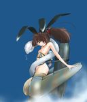  aircraft airplane bomb bomber brown_eyes brown_hair dive_bomber flat_chest glasses ju_87 mecha_musume military military_vehicle nano nipples nose_art nude open_mouth original propeller smile snake solo white_snake world_war_ii 