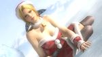  1girl 3d blonde_hair blue_eyes breasts christmas cleavage dead_or_alive dead_or_alive_5 helena_douglas ice large_breasts long_hair tecmo 