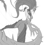  ass bad_id bad_pixiv_id from_behind greyscale highres league_of_legends long_hair looking_back monochrome plant plant_girl solo vines waero zyra 
