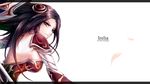  bare_back beancurd black_hair breasts brown_eyes character_name highres irelia large_breasts league_of_legends long_hair sideboob simple_background solo white_background 