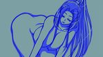  1girl bent_over breasts fatal_fury female huge_breasts king_of_fighters konekonewasabii long_hair long_ponytail monochrome nipples nude ponytail shiranui_mai simple_background solo 