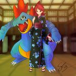  absurdres feraligatr genderswap highres nintendo pokemon red_hair silver_(pokemon) 