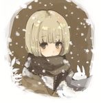  blush looking_at_viewer monorino original short_hair snow_bunny snowing solo 