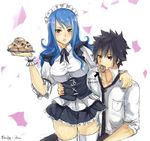  1boy 1girl bludy-chu bread breasts fairy_tail food gray_fullbuster hug juvia_loxar large_breasts maid 