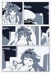  1girl admiral_(kantai_collection) comic detached_sleeves double_bun hairband hat kantai_collection kongou_(kantai_collection) long_hair lr_hijikata military military_uniform monochrome naval_uniform nontraditional_miko uniform 