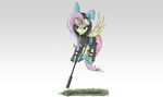  animal_ears blue_eyes clothing equine eyewear female feral fluttershy_(mlp) flying footwear friendship_is_magic frown fur grass gun hair hoodie horse knife long_hair mammal my_little_pony ncmares pegasus pink_hair plain_background pony rabbit_ears ranged_weapon rifle shoes weapon wings yellow_fur 