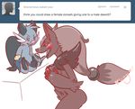  blush breasts cum dewott erection female knot male mammal mustelid nintendo nude oral oral_sex otter penis plain_background pok&#233;mon pok&eacute;mon sex sitting size_difference standing straight video_games whimsydreams white_background zoroark 