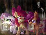  apple_bloom_(mlp) bow clothing cub cutie_mark cutie_mark_crusaders_(mlp) english_text equine faceless female feral flashlight forest friendship_is_magic frown fur green_eyes group hair hi_res horn horse kakashischika long_hair mammal my_little_pony note open_mouth orange_fur outside pegasus pony purple_eyes purple_hair red_hair scootaloo_(mlp) slenderman slendermane suit sweetie_belle_(mlp) tentacles text tree two_tone_hair unicorn white_fur wings young 