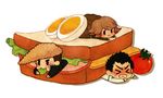  black_eyes black_hair bread brown_hair cheese danganronpa danganronpa_1 egg food fujisaki_chihiro ishimaru_kiyotaka long_hair male_focus meat multiple_boys oowada_mondo otoko_no_ko pmd432 sandwich smile tomato 