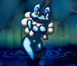  amphibian anthro blue_skin breasts elpatrixf female froakie frog nintendo nipples pink_nipples pok&#233;mon pok&#233;morph pok&eacute;mon pok&eacute;morph solo video_games water wide_hips 