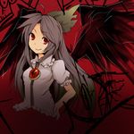  bad_id bad_pixiv_id black_hair brooch collar frills gem hand_on_hip jewelry long_hair looking_at_viewer lowres red_eyes reiuji_utsuho solo tareme third_eye touhou very_long_hair yu-ri 