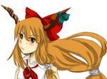  horns ibuki_suika misocha orange_hair ribbon solo touhou 