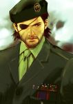  artist_request beard big_boss brown_eyes brown_hair eyepatch facial_hair male_focus metal_gear_(series) metal_gear_solid military military_uniform solo uniform 