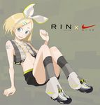  bad_id bad_pixiv_id blonde_hair blue_eyes flat_chest hair_ornament hair_ribbon hairclip kagamine_rin nike ribbon short_hair solo tansuke vocaloid 