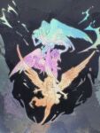  3girls \||/ adagio_dazzle adagio_dazzle_(human) adagio_dazzle_(siren) aria_blaze aria_blaze_(human) aria_blaze_(siren) bent_over black_background blank_eyes blue_hair blue_skin blue_wings breasts chinese_commentary chromatic_aberration colored_skin commentary_request completely_nude curly_hair deadbirdorzcr double_\||/ equestria_girls:_rainbow_rocks feathered_wings film_grain fins forehead from_above from_behind from_side full_body hand_to_own_mouth hands_up head_fins high_ponytail highres legs_together long_hair looking_ahead looking_at_viewer looking_back looking_down median_furrow multiple_girls my_little_pony my_little_pony:_equestria_girls my_little_pony:_friendship_is_magic navel no_nipples no_pussy nude orange_hair orange_skin orange_wings outstretched_arms oversized_wings ponytail profile purple_hair purple_skin purple_wings sidelocks simple_background small_breasts sonata_dusk sonata_dusk_(human) sonata_dusk_(siren) standing the_dazzlings_(my_little_pony) twintails very_long_hair wings 