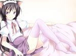  animal_ears bad_id bad_pixiv_id black_hair code_geass genderswap genderswap_(mtf) luluko maid_headdress maruki_(punchiki) purple_eyes skirt solo tail thighhighs waitress 