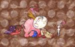  ? arm_support artist_request brown_hair bud flower gloves helmet kirby kirby_(series) leaf lying male_focus nose olimar on_back on_side pikmin_(creature) pikmin_(series) pointy_ears red_eyes source_request spacesuit super_smash_bros. 